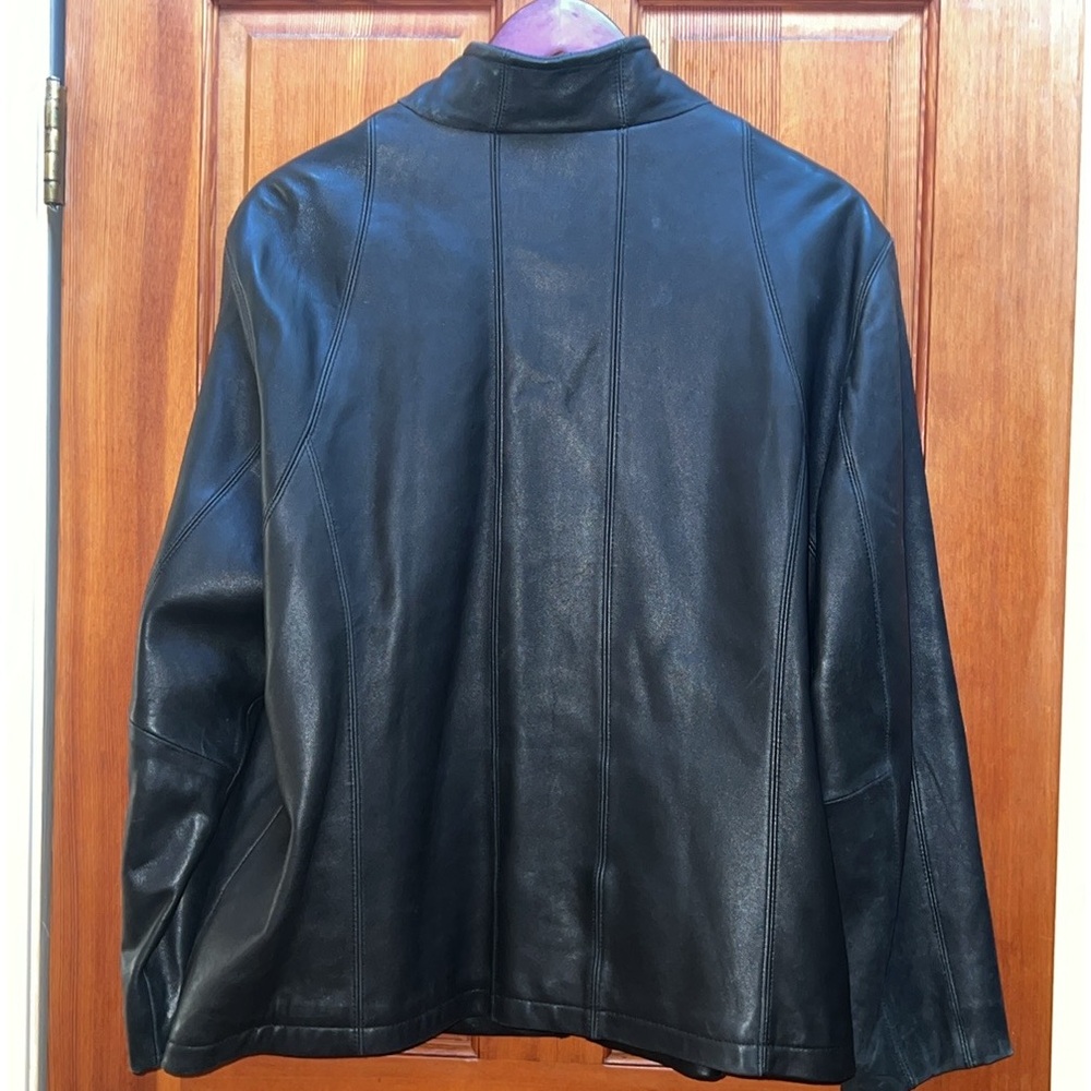 Nine West Women Separates 100% Smooth Black Leather Coat fully lined 2 slit pckt - Picture 16 of 17